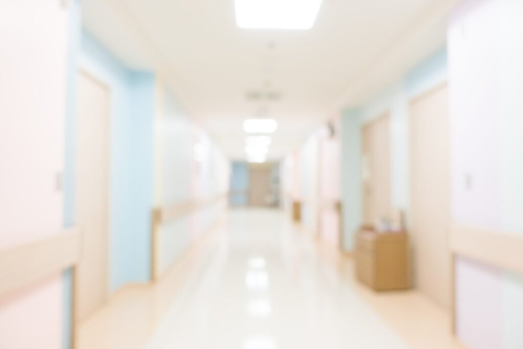 Abstract blur beautiful clinic and hospital interior for background